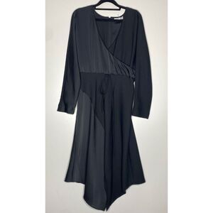 New Cushnie Black Faux Wrap Asymmetric Dress Women's Size 8